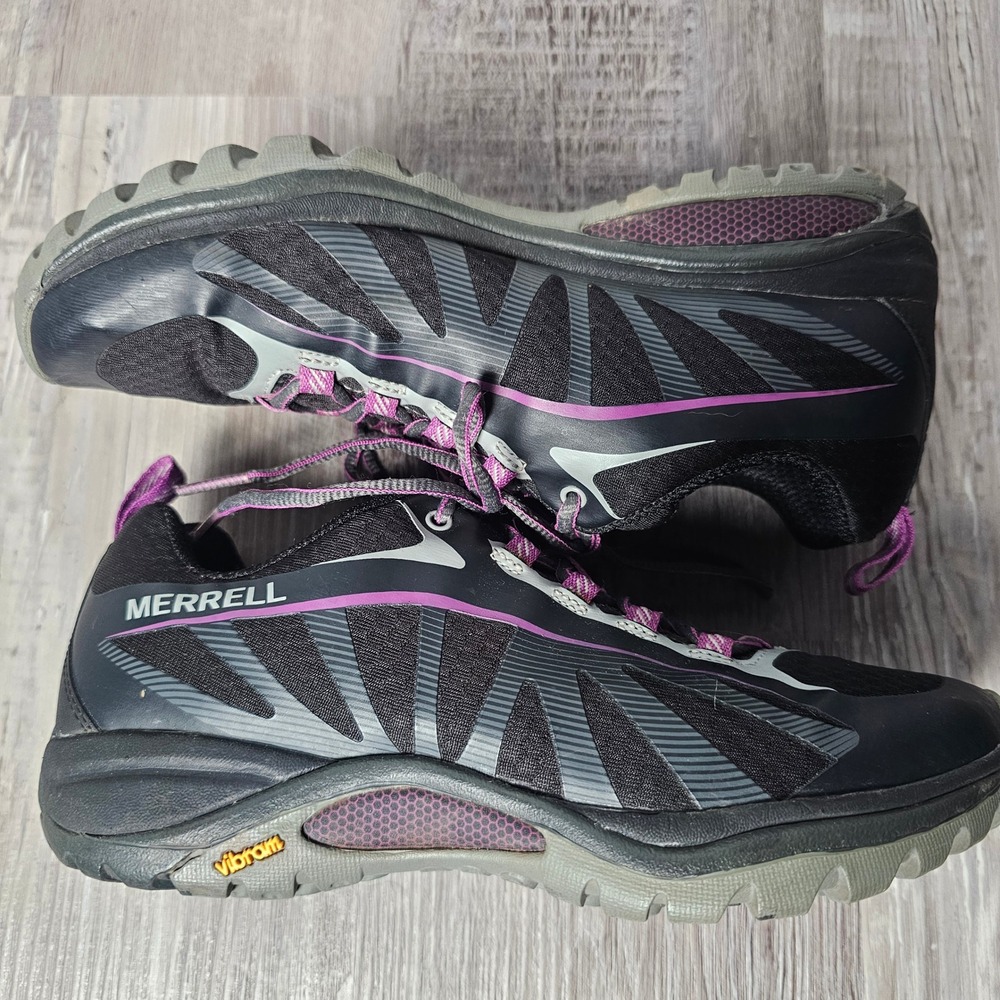Merrell Siren Edge Q2 Hiking Shoes Women 7 Black Purple Vibram J35750 Gorpcore